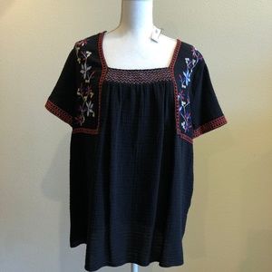 Black Floral-Embroidered Boho, Old Navy
